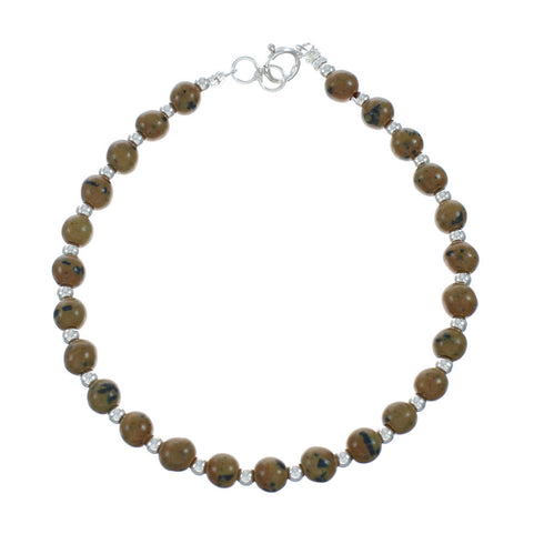 Genuine Tiger Eye Sterling Silver Bead Bracelet X11063